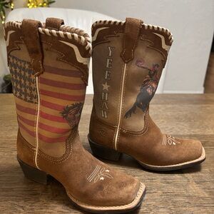 Ariat Kids Patriotic Cowboy Boots Yee Haw Flag Rodeo Western Size 13